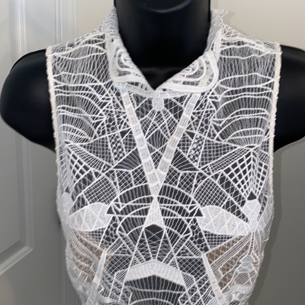Jonathan Simkhai White Lace Collar  Peplum Top Size 2 (XSmall) - Picture 2 of 10